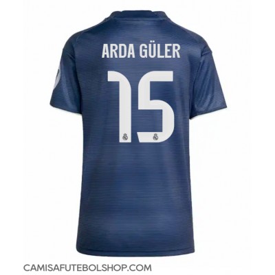 Camisa de time de futebol Real Madrid Arda Guler #15 Replicas 2º Equipamento Feminina 2025-26 Manga Curta Camisa de time de futebol Real Madrid Arda Guler #15 Replicas 2º Equipamento Feminina 2025-26 Manga Curta